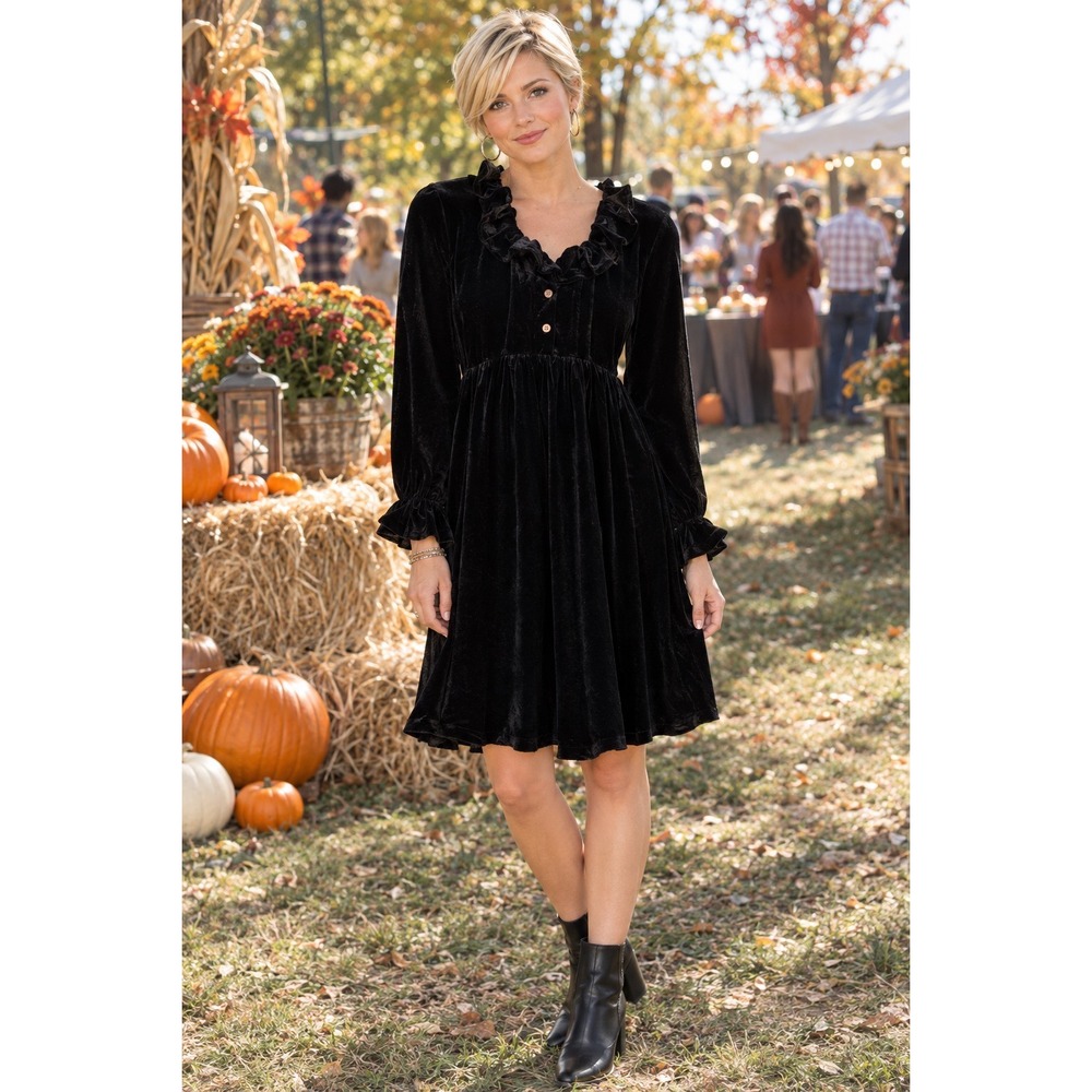 Vignette Velour Goth Ruffled Girls Milly Dress 14 Youth New!
